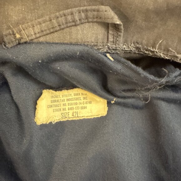 Vintage Military US Navy Deck Jacket Dark Blue Utility 42L - Picture 3 of 5